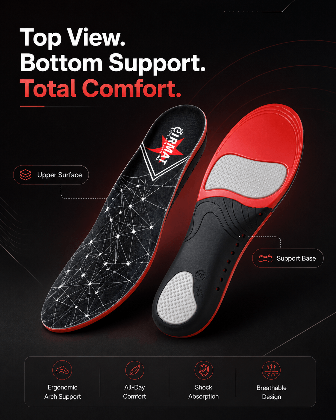 100% Imported FeetComfy ArchNest Pro Insole | Perfect for Arch Support